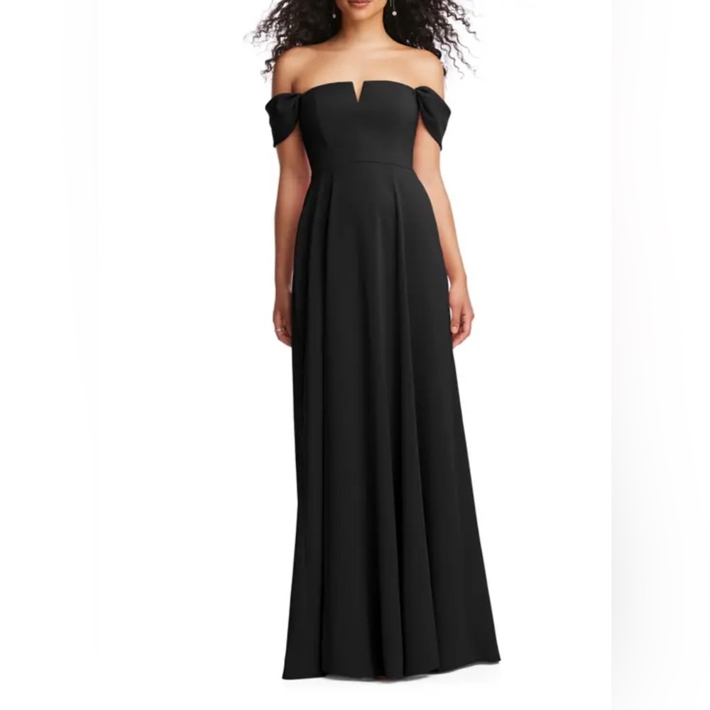 Dressy Collection Off the Shoulder Crepe Gown, Black, Size 6